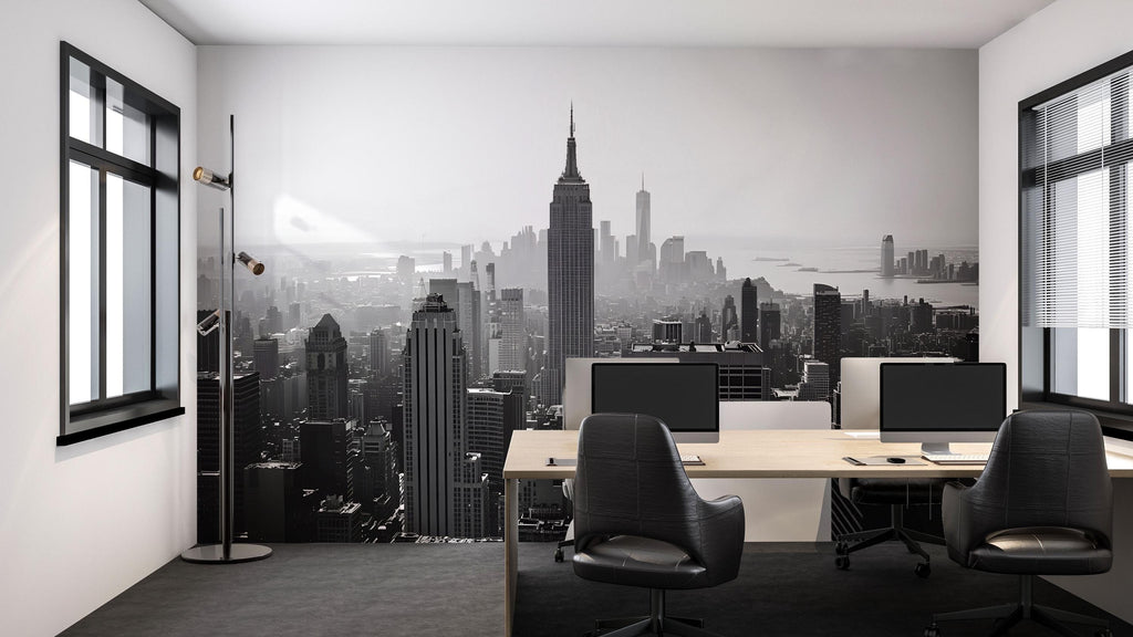 Empire State Building New York Skyline Wallpaper Mural – Black And White Cityscape Wall Art For Office Decor, Modern Bedroom Accent Wall