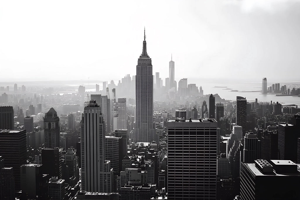 Empire State Building New York Skyline Wallpaper Mural – Black And White Cityscape Wall Art For Office Decor, Modern Bedroom Accent Wall