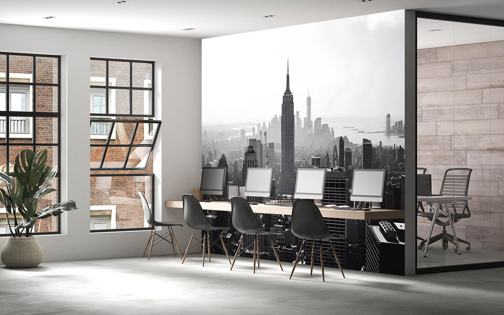 Empire State Building New York Skyline Wallpaper Mural – Black And White Cityscape Wall Art For Office Decor, Modern Bedroom Accent Wall