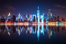 Load image into Gallery viewer, New York City Skyline Wallpaper Mural At Night – Modern 3D Cityscape Wall Decor For Bedroom Living Room Office | Stylish Bold Gift For Home