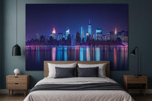 Load image into Gallery viewer, New York City Night Skyline Wallpaper Mural – 3D Modern City Lights Wall Decor for Bedroom Living Room Office Stylish Bold Gift Idea