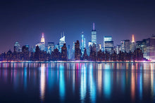 Load image into Gallery viewer, New York City Night Skyline Wallpaper Mural – 3D Modern City Lights Wall Decor for Bedroom Living Room Office Stylish Bold Gift Idea