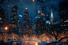 Load image into Gallery viewer, NYC Night Skyline Wallpaper Mural – 3D City Lights Wall Decor For Bedroom Or Living Room – Modern Bold Stylish Wall Art Gift Idea For Home