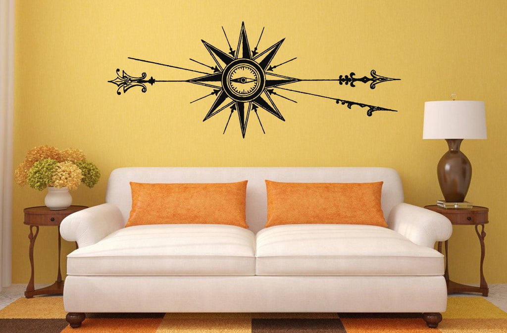 Compass Navigation Design Interior Wall Graphic Decal Sticker Vinyl Mural Leaving Bedroom Room Home Decor FREE SHIPPING L198