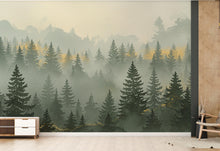 Load image into Gallery viewer, Mountain Wallpaper watercolor Peel and Stick Mountain Watercolor Wallpaper Mountain Wall Art Pine Tree Nature Wallpaper Blue Mountain Mural