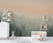 Load image into Gallery viewer, Forest Wallpaper watercolor Peel and Stick Forest Watercolor Wallpaper Mountain Wall Art Pine Tree Nature Wallpaper Blue Mountain Mural