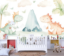 Load image into Gallery viewer, Dinosaur Nursery Wallpaper, Kids Room Wall Mural, Cute Dino Baby Room Decor, Peel and Stick Boys Girls Playroom Wall Art, Modern Gift Idea
