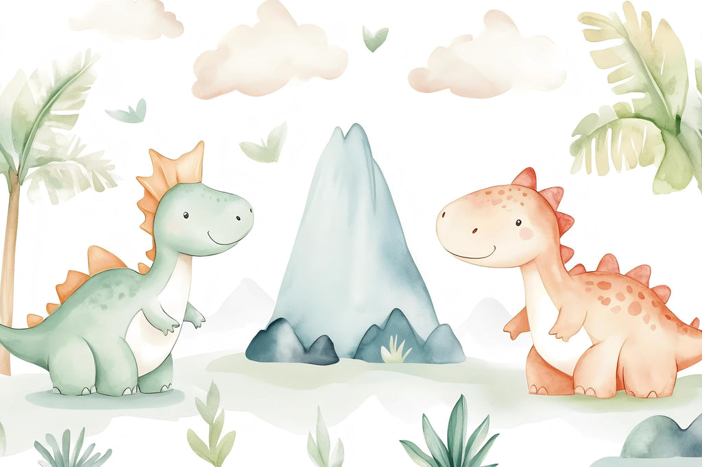 Dinosaur Nursery Wallpaper, Kids Room Wall Mural, Cute Dino Baby Room Decor, Peel and Stick Boys Girls Playroom Wall Art, Modern Gift Idea