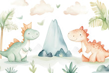 Load image into Gallery viewer, Dinosaur Nursery Wallpaper, Kids Room Wall Mural, Cute Dino Baby Room Decor, Peel and Stick Boys Girls Playroom Wall Art, Modern Gift Idea