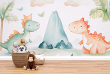 Load image into Gallery viewer, Dinosaur Nursery Wallpaper, Kids Room Wall Mural, Cute Dino Baby Room Decor, Peel and Stick Boys Girls Playroom Wall Art, Modern Gift Idea