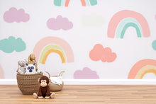 Load image into Gallery viewer, Rainbow Nursery Wallpaper, Pastel Cloud Wall Mural for Kids Room, Peel and Stick Baby Room Decor, Gender Neutral Playroom Gift, Modern