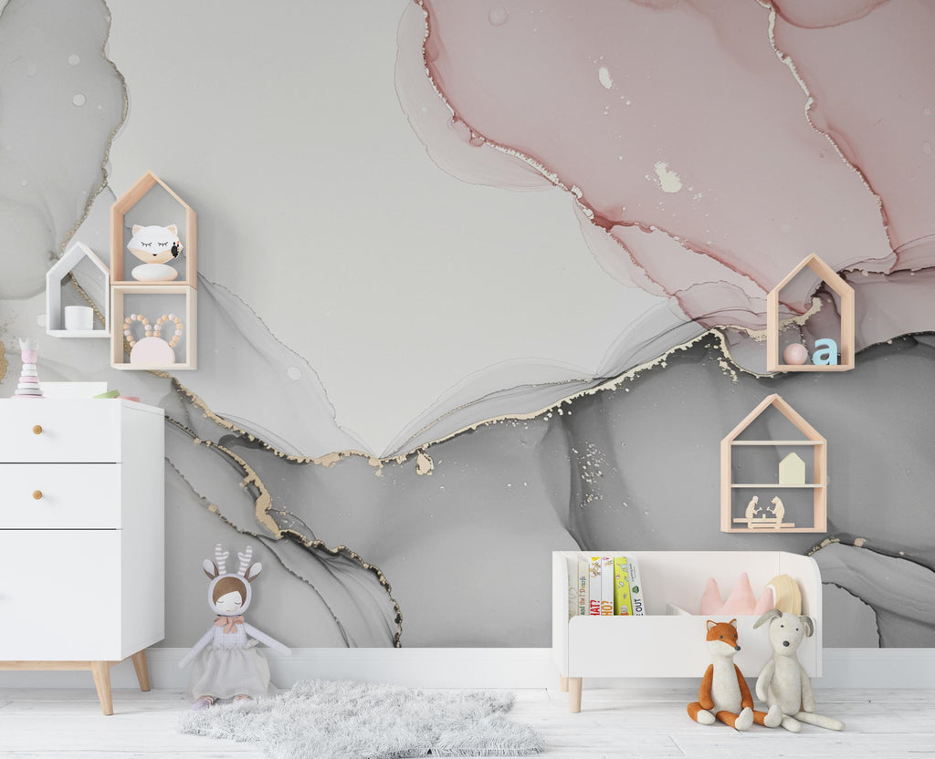Abstract Marble Peel and Stick Wallpaper: Rose Veins, Subtle Luxury