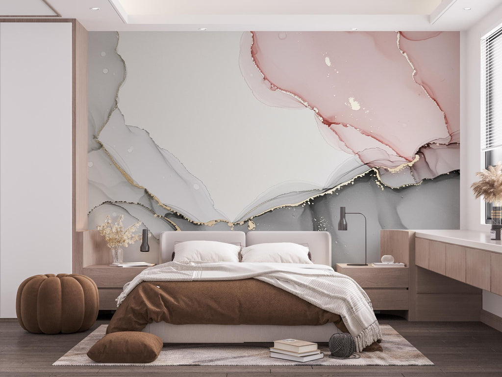 Abstract Marble Peel and Stick Wallpaper: Rose Veins, Subtle Luxury