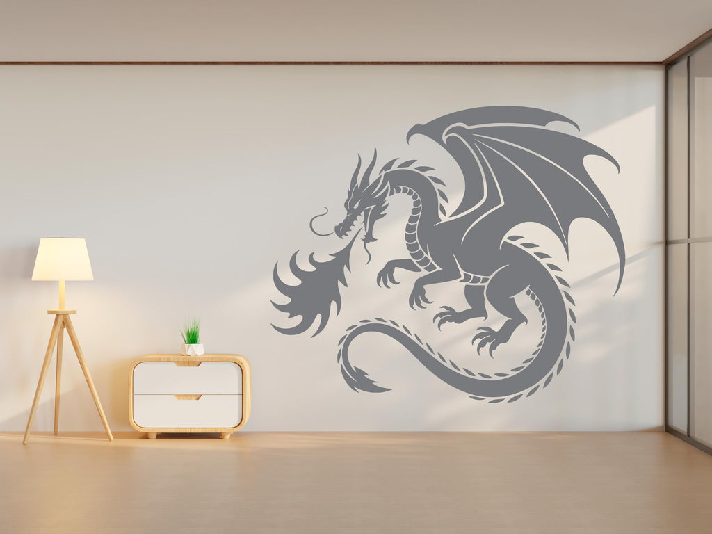 Dragon Wall Decal: Flame Vinyl Art - Fantasy Nursery Decor
