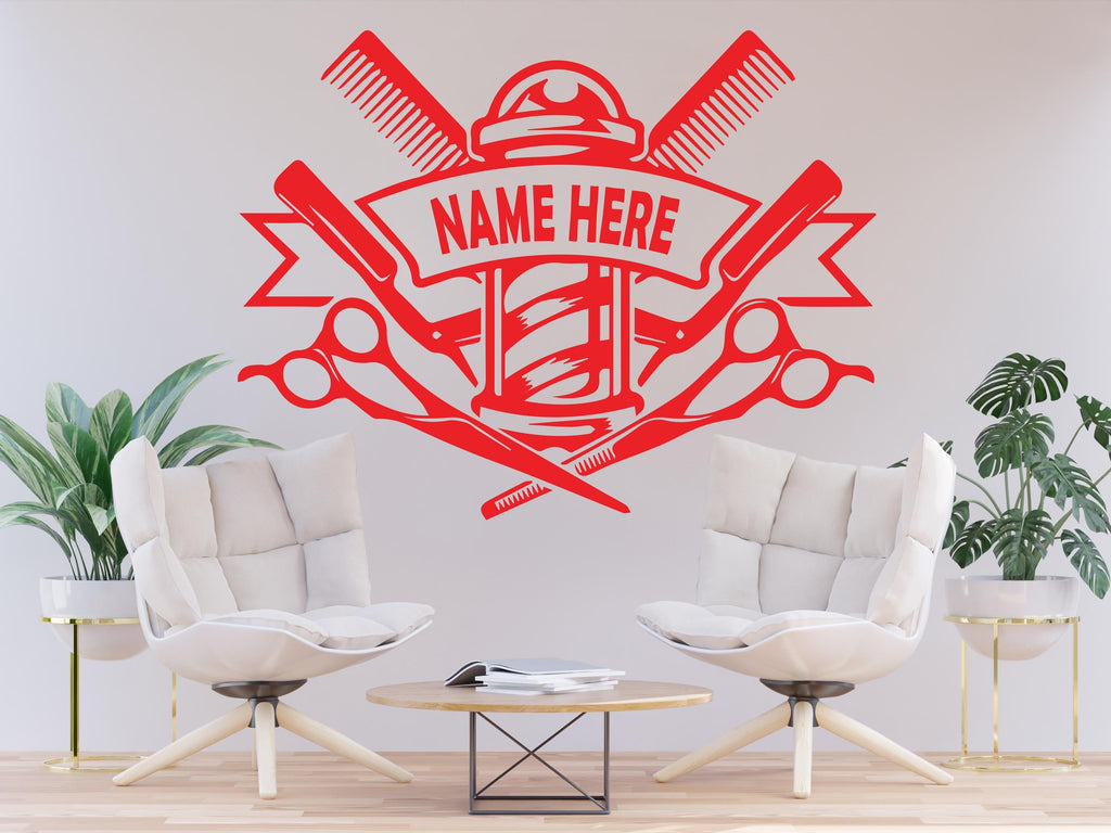 Barber Wall Decal, Barber Wall Decal, Barbershop Wall Decor, Custom Decals Razor Wall Art 901RS