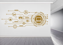 Load image into Gallery viewer, Technology Vinyl Wall Art Decal, Circuit Board Wall Decal, Office Wall Decor, Business Software Wall Sticker, Computer It Decor Office