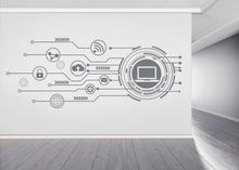 Load image into Gallery viewer, Technology Vinyl Wall Art Decal, Circuit Board Wall Decal, Office Wall Decor, Business Software Wall Sticker, Computer It Decor Office