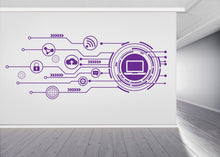 Load image into Gallery viewer, Technology Vinyl Wall Art Decal, Circuit Board Wall Decal, Office Wall Decor, Business Software Wall Sticker, Computer It Decor Office