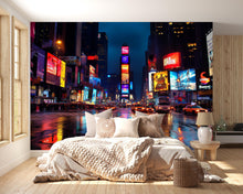 Load image into Gallery viewer, Times Square Cityscape Wallpaper 3D Night Lights Wall Mural Modern New York City Skyline Peel And Stick Bold Room Decor Stylish Gift