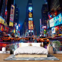 Load image into Gallery viewer, Times Square Wallpaper 3D City Lights Wall Mural | Modern Bold New York Cityscape Wall Decor | Stylish Bedroom Living Room Gift