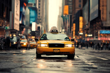 Load image into Gallery viewer, New York City Taxi Wall Mural Wallpaper – 3D Effect Yellow Cab Street Scene Wall Decor – Modern Bold Room Accent Stylish Gift for Urban