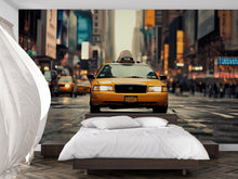 Load image into Gallery viewer, New York City Taxi Wall Mural Wallpaper – 3D Effect Yellow Cab Street Scene Wall Decor – Modern Bold Room Accent Stylish Gift for Urban