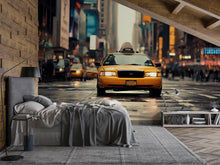 Load image into Gallery viewer, New York City Taxi Wall Mural Wallpaper – 3D Effect Yellow Cab Street Scene Wall Decor – Modern Bold Room Accent Stylish Gift for Urban
