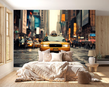 Load image into Gallery viewer, New York City Taxi Wall Mural Wallpaper – 3D Effect Yellow Cab Street Scene Wall Decor – Modern Bold Room Accent Stylish Gift for Urban