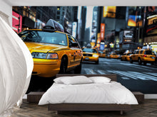 Load image into Gallery viewer, New York Taxi Cityscape 3D Wallpaper – Modern Bold Wall Mural NYC Yellow Cab Street Scene – Stylish Urban Wall Decor for Bedroom, Office