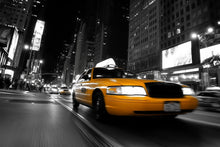 Load image into Gallery viewer, Yellow Taxi Wall Mural 3D Wallpaper – New York City Night Street Wall Art – Bold Modern Urban Bedroom Decor – Stylish Gift for Him or Her