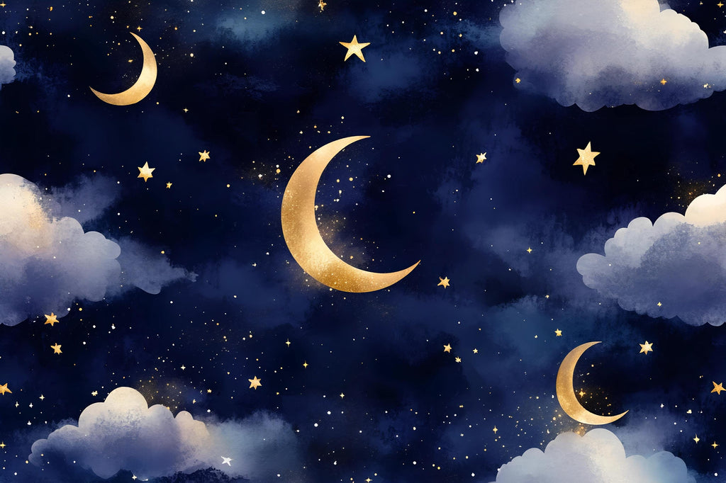 Moon And Stars Wallpaper For Nursery – Night Sky Kids Room Wall Mural – 3D Peel And Stick Stylish Wall Decor – Bold Modern Baby Shower