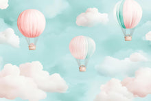 Load image into Gallery viewer, Hot Air Balloon Wallpaper For Nursery – 3D Sky Clouds Wall Mural – Peel And Stick Stylish Kids Room Decor – Modern Bold Baby Shower
