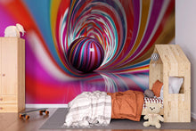 Load image into Gallery viewer, Rainbow Swirl 3D Tunnel Wallpaper – Colorful Optical Illusion Wall Mural for Nursery, Kids Room, Modern Bedroom or Playroom Stylish Wall