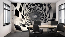 Load image into Gallery viewer, 3D Optical Illusion Wallpaper Black And White Modern Tunnel Wall Mural Stylish Room Decor Bold Geometric Wall Art For Bedroom Office