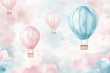 Load image into Gallery viewer, Pastel Hot Air Balloon Wallpaper For Nursery – 3D Cloud Sky Wall Mural – Peel And Stick Stylish Kids Room Decor – Modern Bold Baby Shower