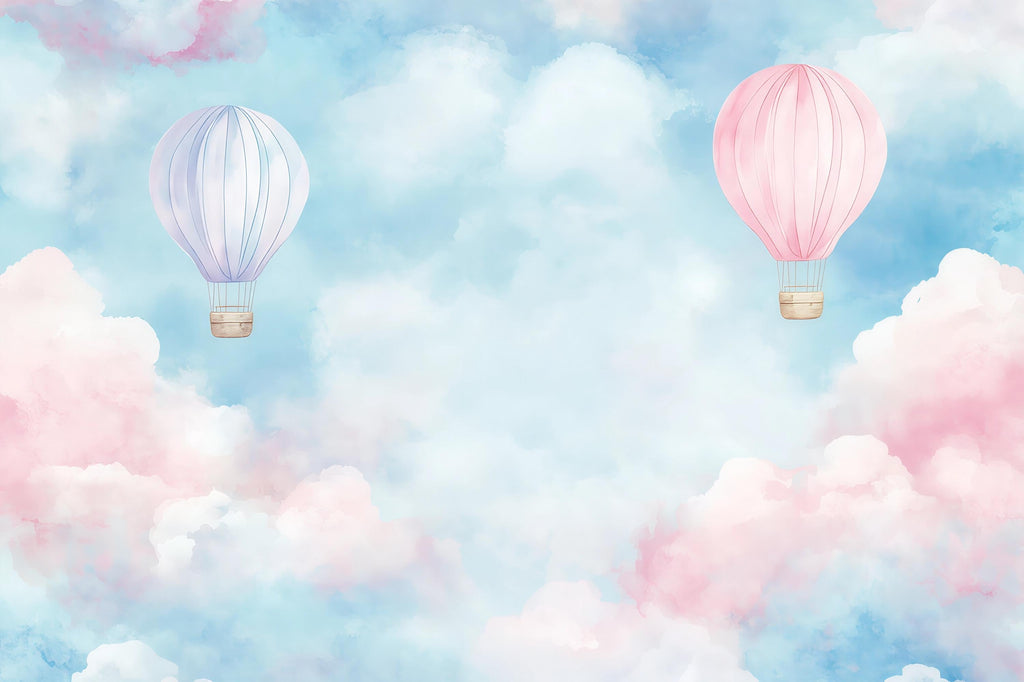 Hot Air Balloon Wallpaper For Nursery – Pink And Lavender Cloud Wall Mural – 3D Peel And Stick Stylish Wall Decor – Modern Bold Baby Shower