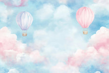 Load image into Gallery viewer, Hot Air Balloon Wallpaper For Nursery – Pink And Lavender Cloud Wall Mural – 3D Peel And Stick Stylish Wall Decor – Modern Bold Baby Shower