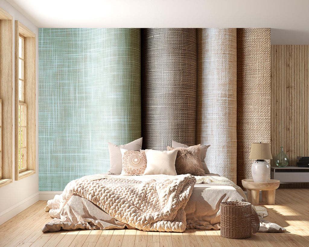 3D Textured Fabric Wallpaper Mural – Linen Jute Burlap Style Wall Decor – Peel And Stick Stylish Bedroom Living Room Wallpaper – Modern