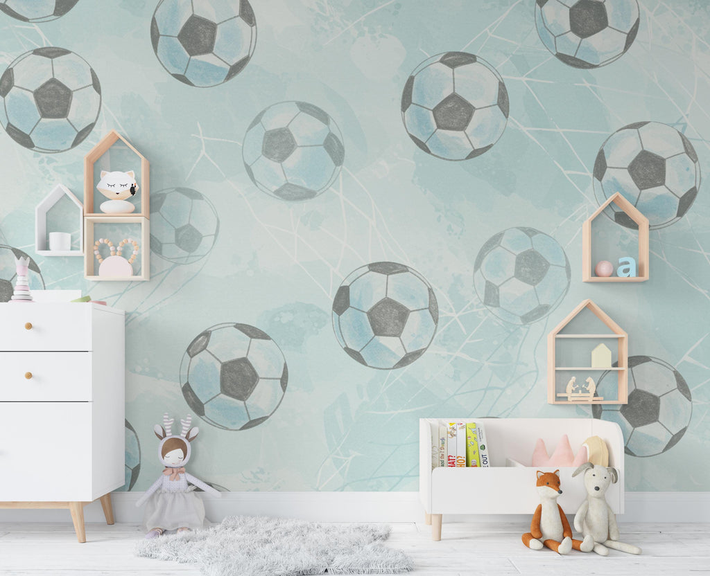 Soccer ball wallpaper, Boys room wall mural