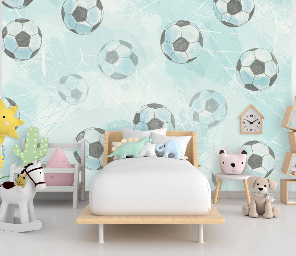 Soccer ball wallpaper, Boys room wall mural