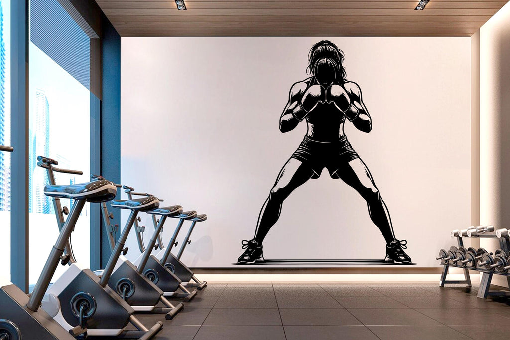 Boxing Girl Gym Wall Decal Girl Power fitness Quote Decor Workout Art Vinyl Gym Wall Stickers Bedroom Gym Workout Girl Crossfit 906RS