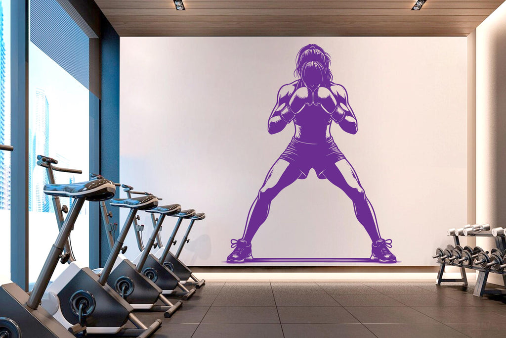 Boxing Girl Gym Wall Decal Girl Power fitness Quote Decor Workout Art Vinyl Gym Wall Stickers Bedroom Gym Workout Girl Crossfit 906RS