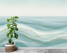 Load image into Gallery viewer, Ocean Wave Watercolor Wave Wallpaper Ocean Nursery Peel Stick room Wallpaper Nursery Self Adhesive Ocean nursery decor Mural 908RS