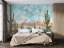 Load image into Gallery viewer, Desert Cactus Wallpaper Mural – Southwest Watercolor Wall Decor – 3D Peel And Stick Stylish Bedroom Living Room Wallpaper – Modern Bold