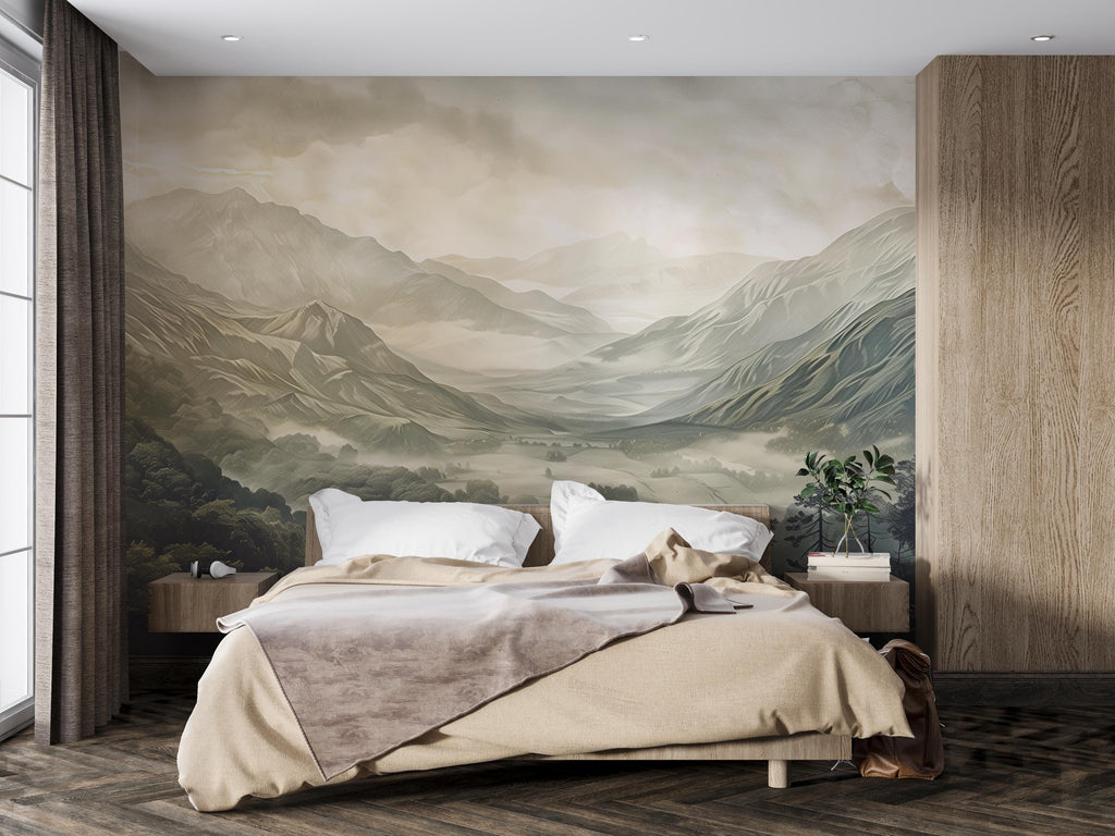 Stylish 3D Mountain Landscape Wallpaper Mural | Modern Scenic Wall Art for Bedroom Living Room | Bold Wall Decor Nature Inspired Gift