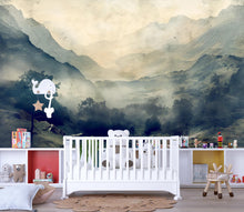 Load image into Gallery viewer, 3D Mountain Landscape Wallpaper Mural | Stylish Wall Decor for Nursery Kids Room or Living Room | Modern Scenic Bold Wallpaper Gift Home