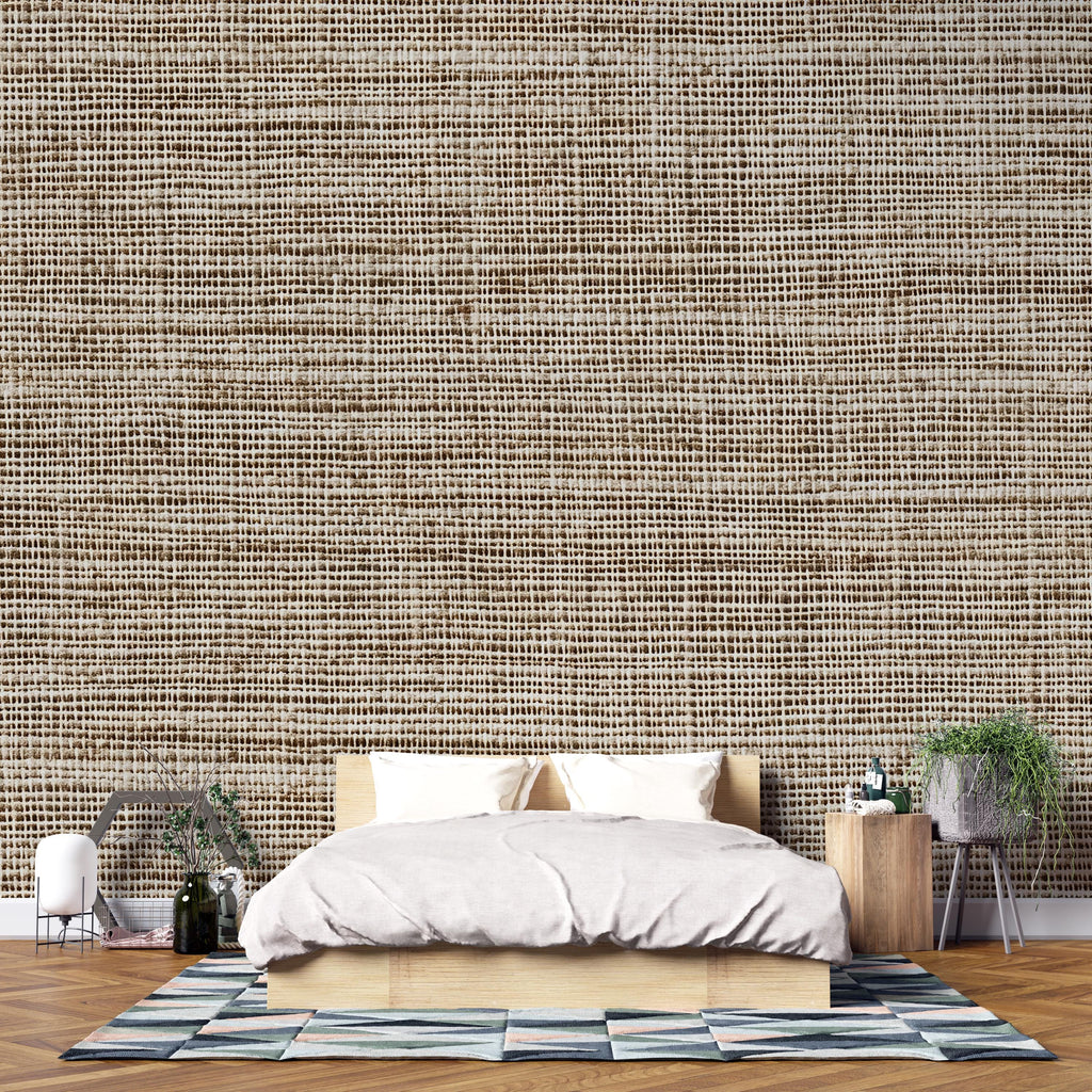 3D Woven Texture Wallpaper Mural | Stylish Modern Linen Look Wall Decor | Neutral Bold Wall Art for Living Room Bedroom Office | Gift Home