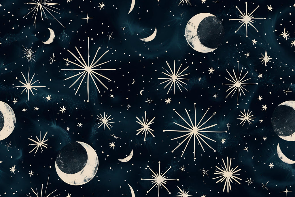 3D Celestial Moon and Stars Wallpaper Mural | Stylish Night Sky Wall Decor for Nursery or Kids Room | Bold Modern Wall Art Gift for Home
