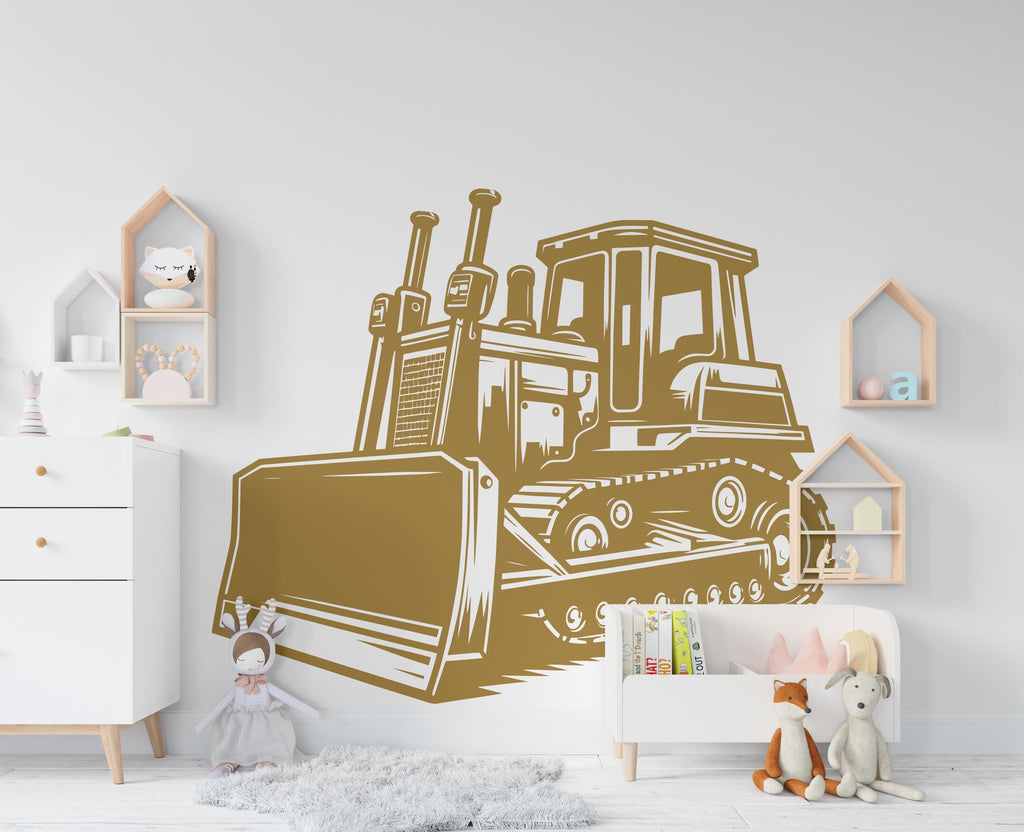 Bulldozer wall decal Construction Bulldozer Truck Wall Decal Kids Decal Custom Name Name Nursery wall Vinyl Sticker Decor 878RS