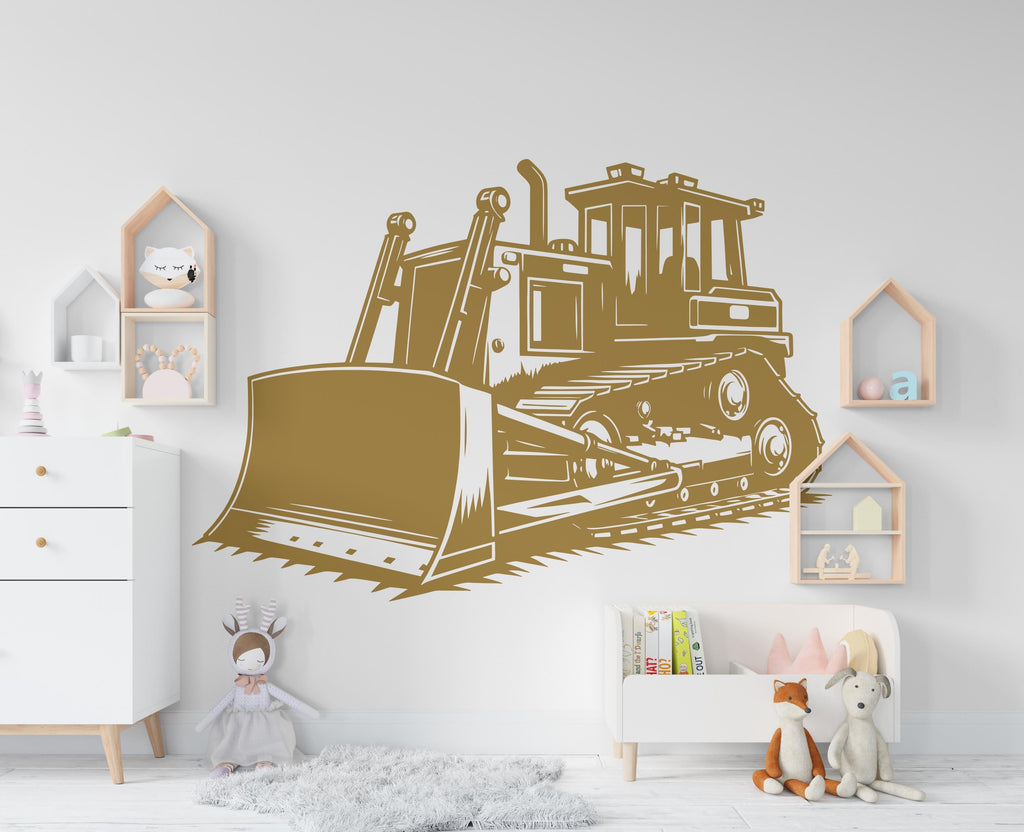 Bulldozer wall decal Construction Bulldozer Truck Wall Decal Kids Decal Custom Name Name Nursery wall Vinyl Sticker Decor 881RS